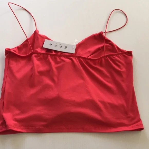GAZE womens L spaghetti strap ruched red top NEW stretchy fabric - Picture 14 of 15